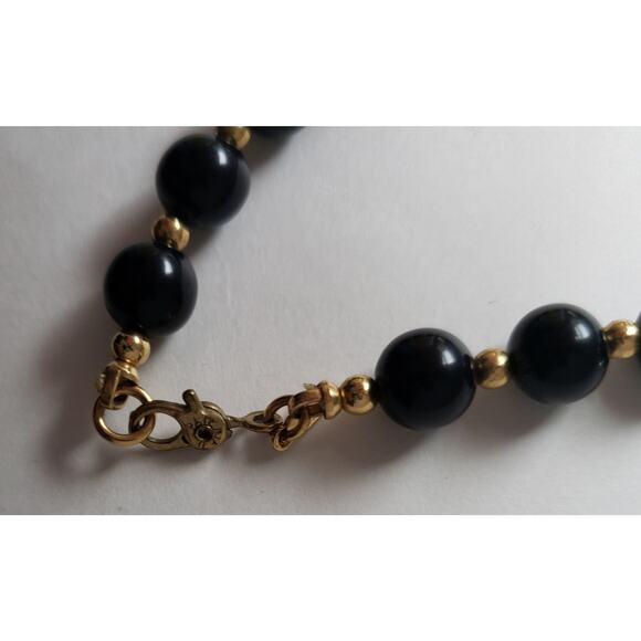 Vintage Monet Black and Gold Toned Beaded Fashion/Costume Necklace - Picture 4 of 6